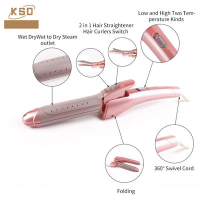 Wet To Dry Hair Styling Folding 2 In 1 Hair Curler Straightener With Ceramic Plate